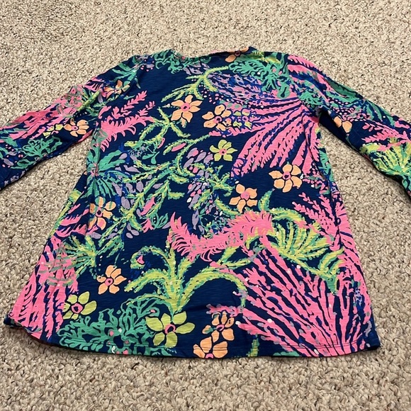 Lilly Pulitzer All Aglow Floral 3/4 Length Sleeve Tilda Tunic Top Tassel Sz XS - Picture 9 of 9